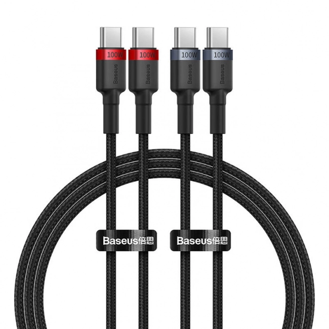 Kabel Baseus Cafule USB-C na USB-C 100W,1m, 2ks (červeno-černý, šedo-černý)