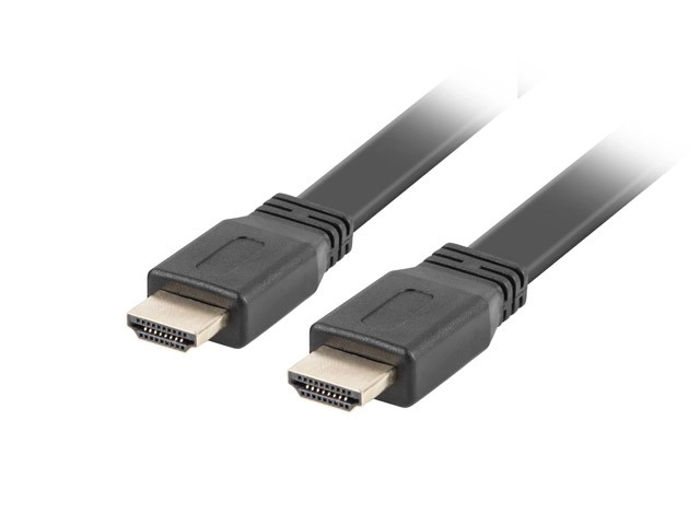 Kabel HDMI-HDMI v2.0 1,8 m plochý černý 4K 60Hz, pevná měď