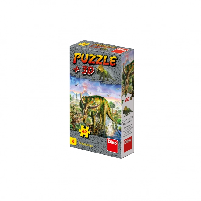 Puzzle Dinosauři 23,5 x 21,5 cm 60 dílků + figurka v krabičce