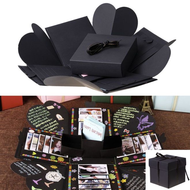 Krabice s fotografiemi pro dárek pro kutily - černá