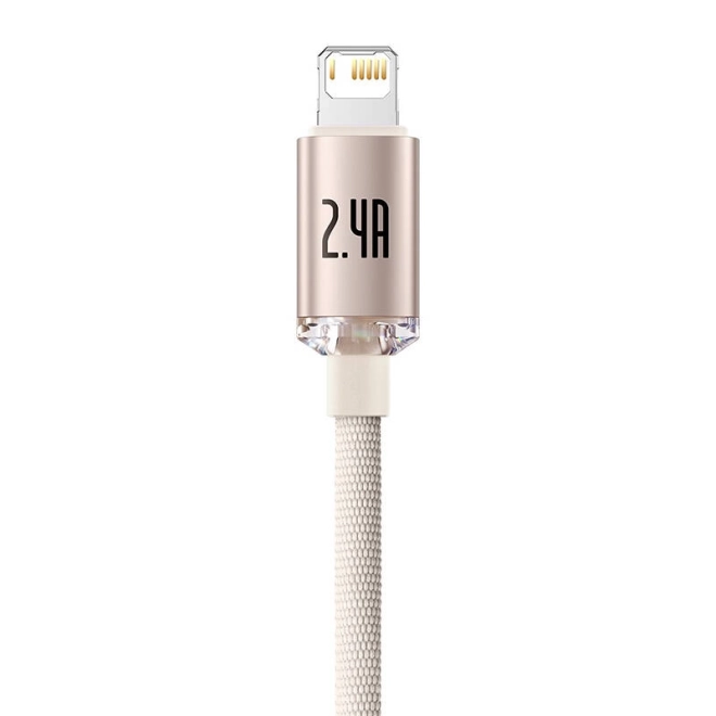 Kabel USB k iP Baseus Crystal Shine, 2,4 A, 1,2 m (růžový)