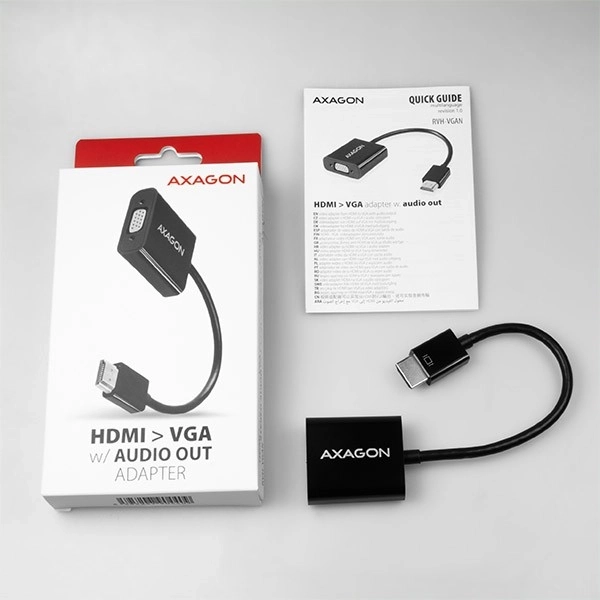 RVH-VGAN Aktivní adaptér HDMI -> VGA FullHD, audio výstup, napájecí konektor micro USB