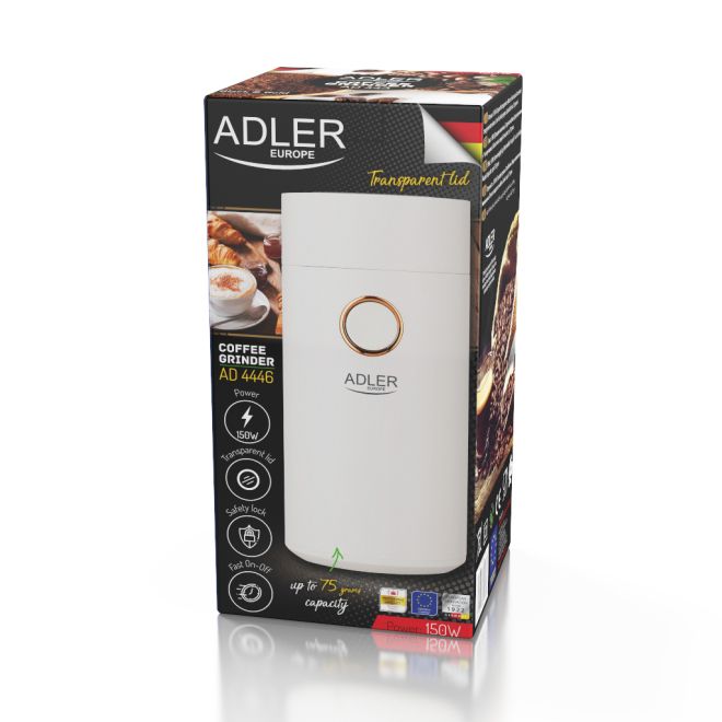 Adler AD 4446wg Mlýnek na kávu a bylinky Elektrický bílý 150W