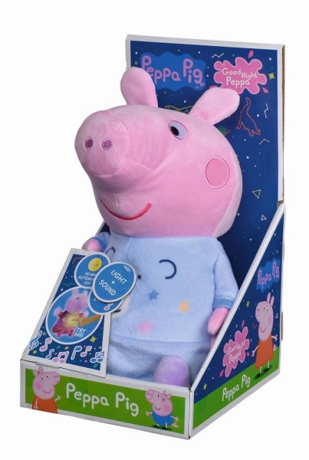 Peppa Pig 2v1 plyšový usínáček hrající + světlo, modrý, 25 cm