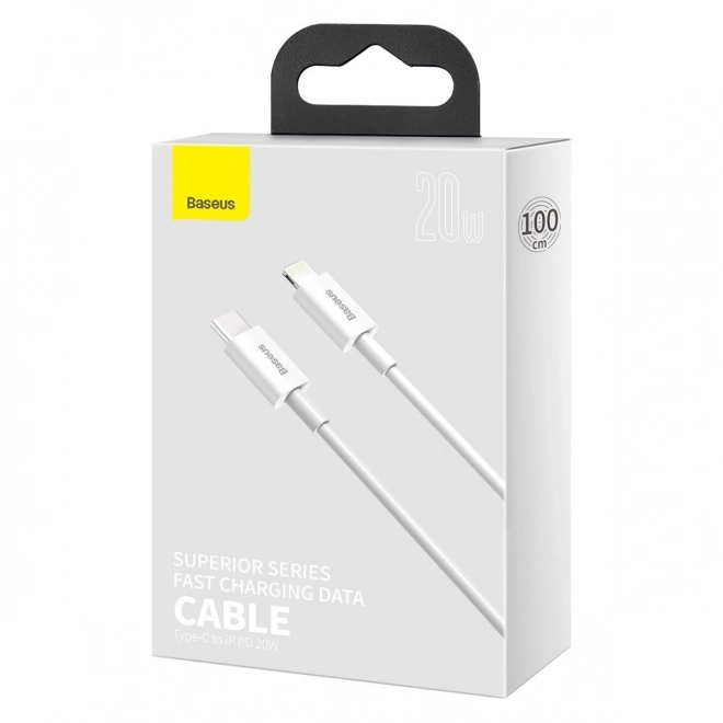 Kabel USB-C na Lightning řady Baseus Superior, 20W, PD, 1m (bílý)