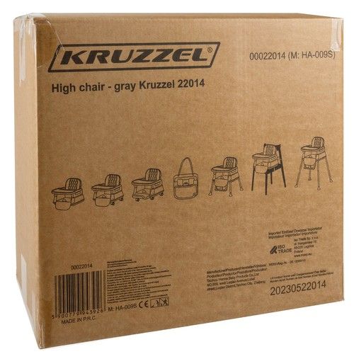 Jídelní židlička - šedá Kruzzel 22014