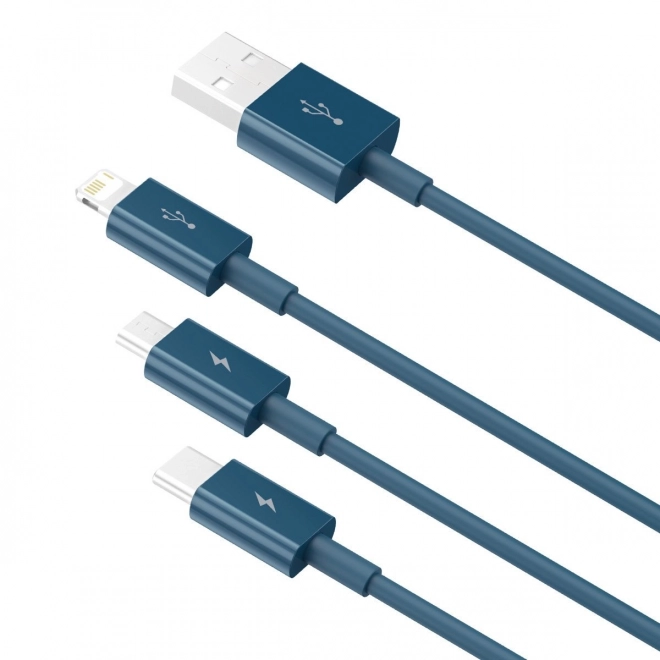 Kabel USB 3v1 Baseus Superior Series, USB na micro USB / USB-C / Lightning, 3,5 A, 1,5 m (modrý)