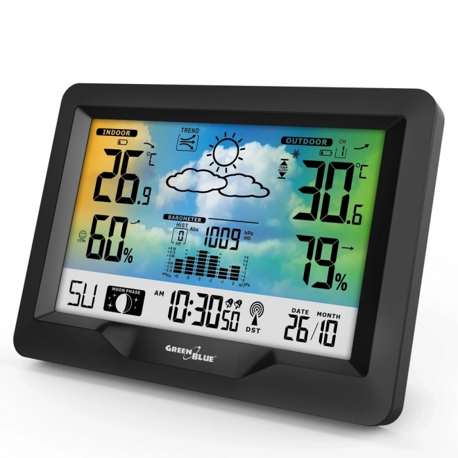 Bezdrátová meteostanice GB540N indikátor komfortu, měření vlhkosti, fáze měsíce, hodiny se systémem DCF