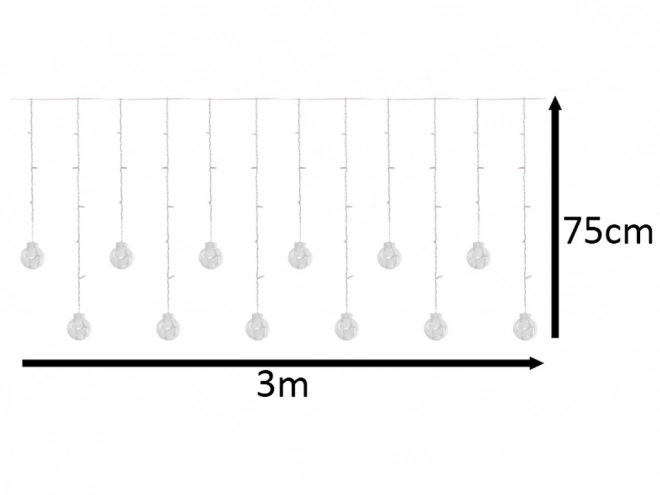 LED barevný závěs se žárovkami - 3 m, 108 LED