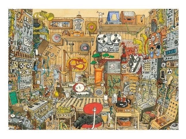 Puzzle 1000 elements Crazy music studio, Adolfsson Mattias (Puzzle+Poster)