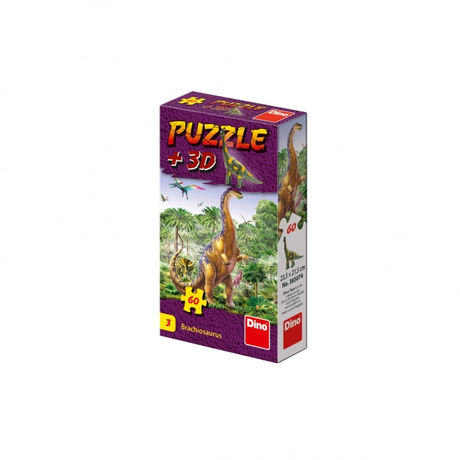 Puzzle Dinosauři 23,5 x 21,5 cm 60 dílků + figurka v krabičce