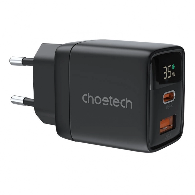 Nástěnná nabíječka GAN3 USB-A+C PD35W Choetech PD6052 (černá)