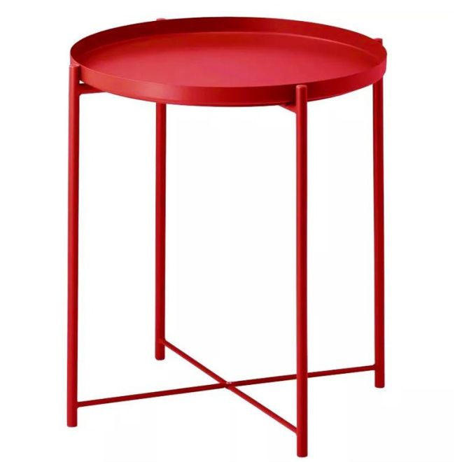 Konferenční stolek, kovový ve skandinávském stylu Loft - červený