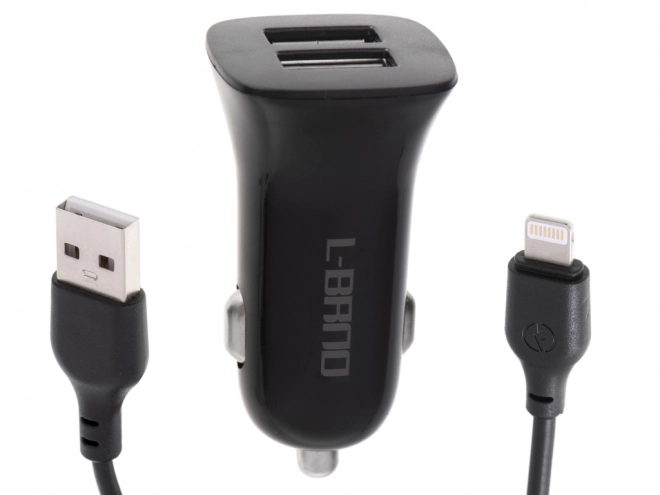 L-BRNO Duální nabíječka do auta USB + Lightning