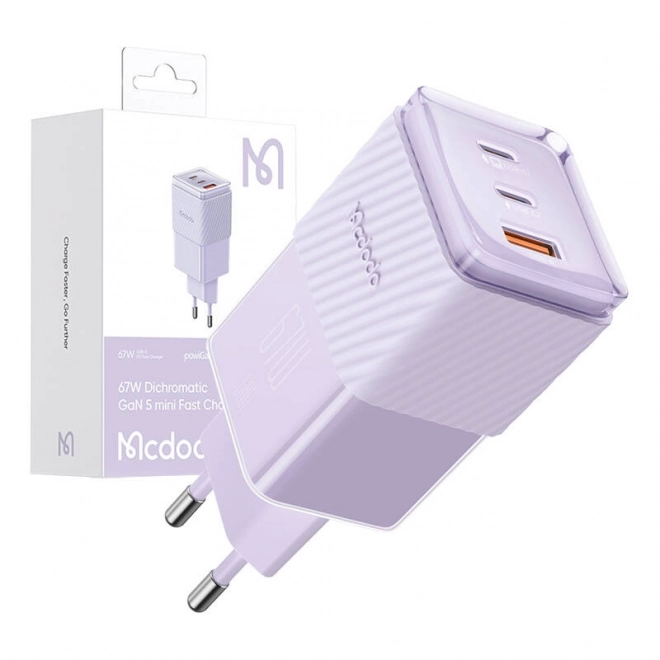 GaN 67W síťová nabíječka Mcdodo CH-1502 2x USB-C, USB-A (fialová)