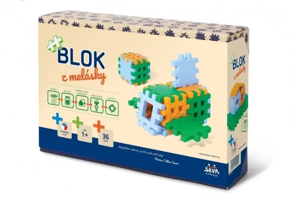 Stavebnice BLOK z melásky 36ks v krabici 22x15x6cm 12m+