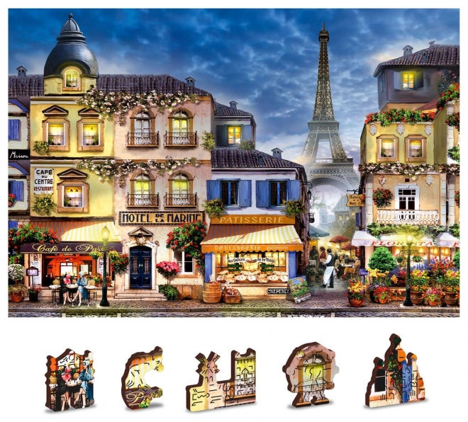 Wooden City Dřevěné puzzle Snídaně v Paříži 2v1, 75 dílků EKO