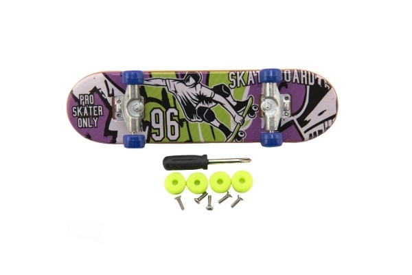 Šroubovací prstový skateboard s doplňky - 9 cm