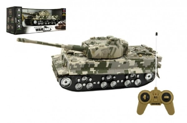 Tank RC TIGER I plast 25cm na baterie se zvukem se světlem v krabici 34x14x14cm