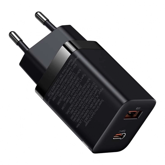 Rychlonabíječka Baseus Super Si Pro USB + USB-C 30 W (černá)