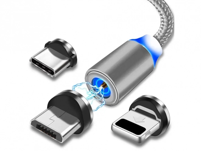 Magnetický nabíjecí kabel 3v1 micro type-c usb lightning 1m