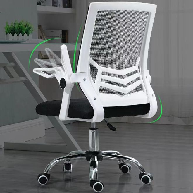 Ergonomická otočná kancelářská židle, síťovaná židle - bílá/černá