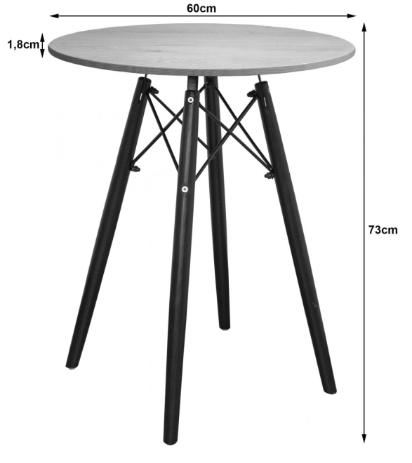 Konferenční stolek TODI, moderní skandinávská hnědá kulatá deska, 60 cm