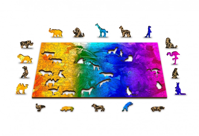 Dřevěné 3D puzzle Ptáci s gradientem M - 200 dílků