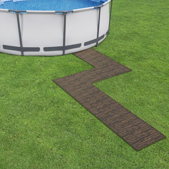 Pěnová podložka pod zahradní bazén 50 x 50 cm Bestway imitace dřeva - 12 kusů