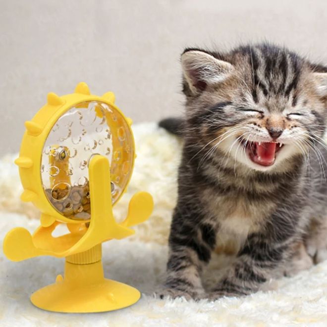 Interaktivní hračka na pamlsky pro kočky – Žlutá