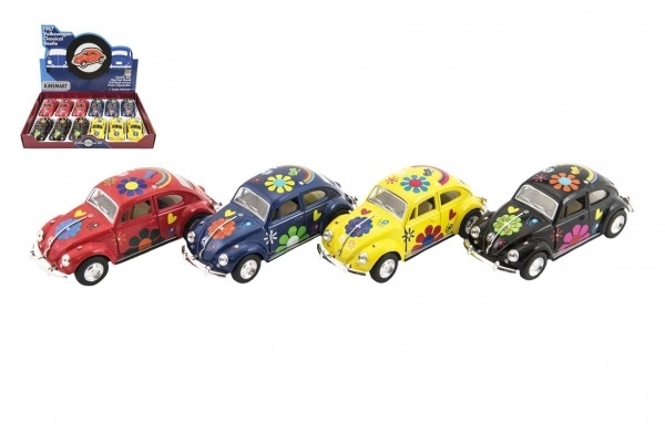 Auto Kinsmart VW Classical Beetle kov/plast 13cm na zpětné natažení 4 barvy 12ks v boxu