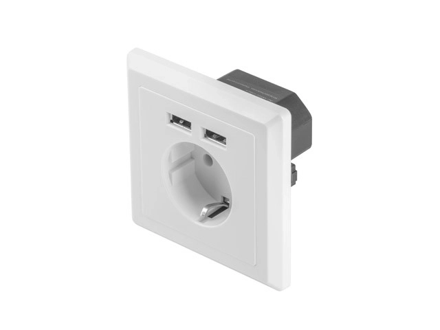 Zásuvka pod omítku 230V single + 2x USB 2,1A schuko