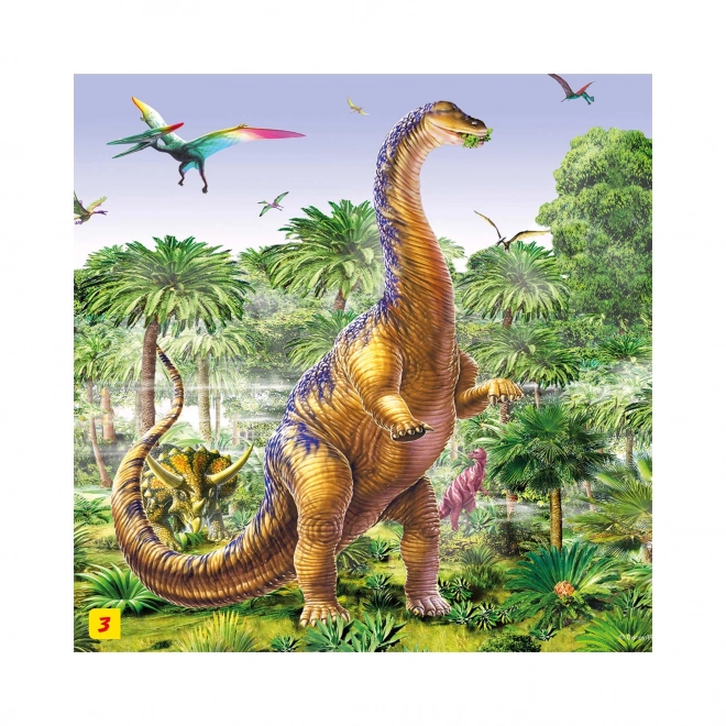 Puzzle Dinosauři 23,5 x 21,5 cm 60 dílků + figurka v krabičce