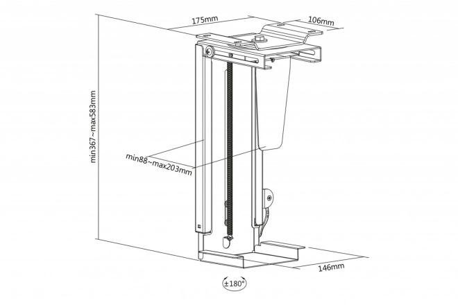 Univerzální držák pro montáž PC pod stůl s mechanismem Easy-Locking