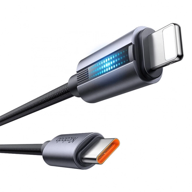 USB-C na Lightning kabel s blikajícím světlem 36W 1,2m černý