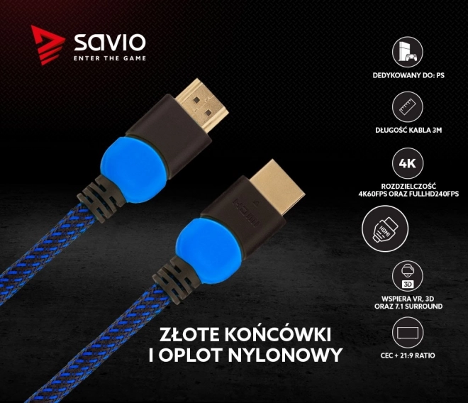 Modročerný kabel HDMI 2.0 3 m, GCL-05