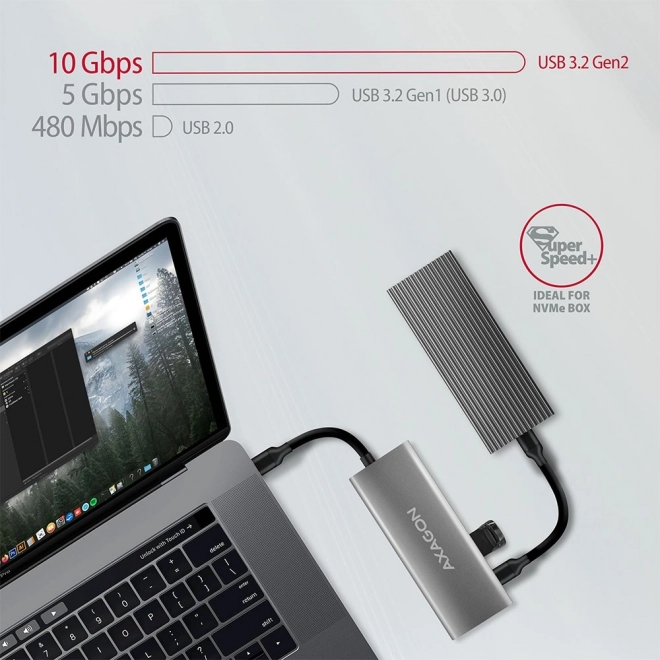 HMC-5G2 Víceportový rozbočovač 2x USB-A + 2x USB-C + HDMI, USB-C 3.2 Gen 2 10Gbps, PD 60W, 13cm kabel USB-C