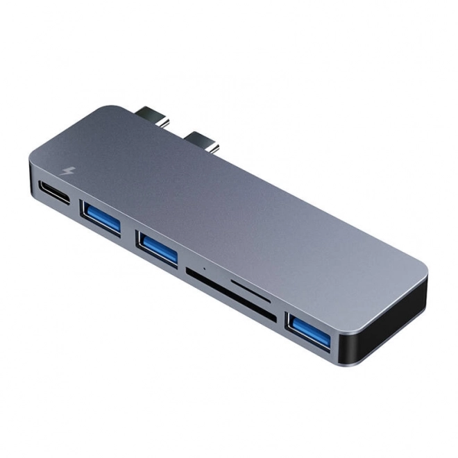 Rozbočovač 6w2 RayCue 2x USB-C do Thunderbolt 3 + 3x USB-A 3.0 5Gbps + SD/TF 2.0 (sary)