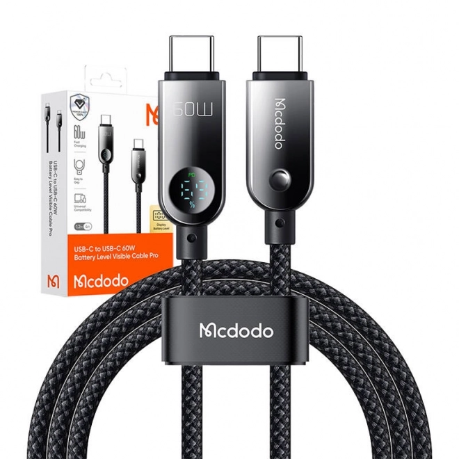 Kabel Mcdodo USB-C s LED displejem 60W 1,2m (černý)