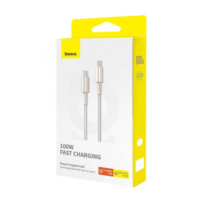 Kabel USB-C na USB-C Baseus Tungsten Gold, 100W, 2m (zlatý)