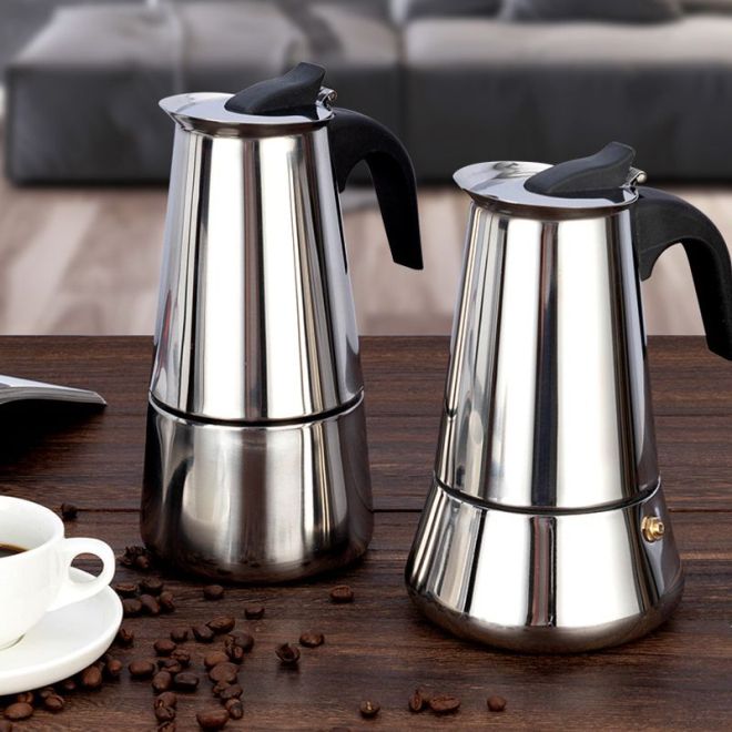 Kávovar - stříbrný, 600 ml, 12 šálků
