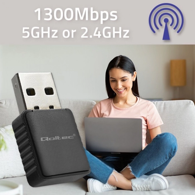 Bezdrátový adaptér Ultrafast DUAL mini WiFi 2 x 2dBi Standard AC | 1300Mbps