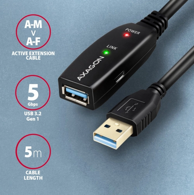 ADR-305 USB 3.0 A-M -> A-F aktivní prodlužovací/zesilovací kabel 5 m