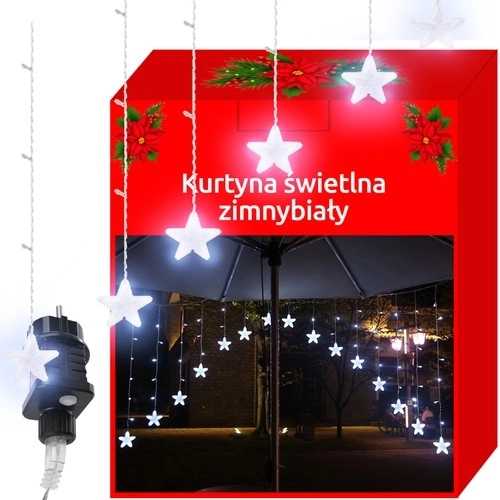 LED studený bílý hvězdičkový závěs - 5 m, 136 LED