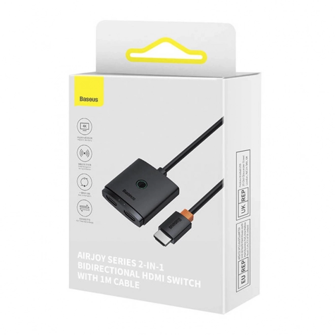 Přepínač HDMI Baseus s 1m kabelem Seskupení černé