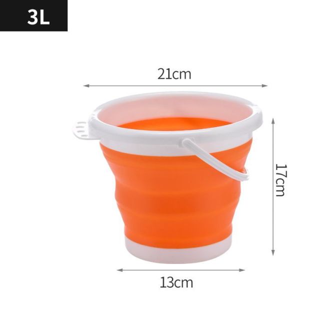 Silikonový skládací kbelík 3 l - oranžovo-bílý