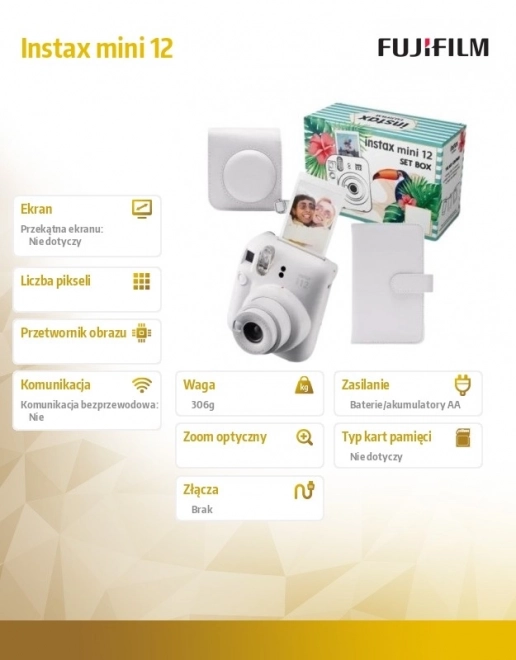 Instax mini 12 BIG BUNDLE (fotoaparát + pouzdro + album) bílý