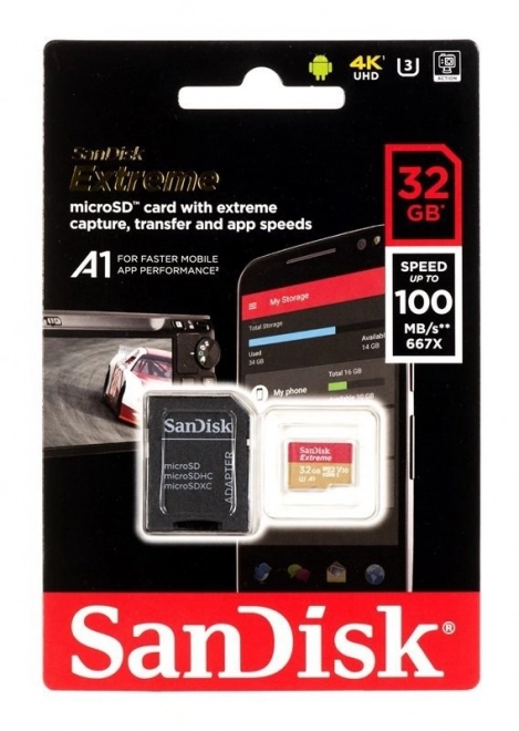 Paměťová karta SanDisk Extreme microSDHC 32GB 100/60 MB/s V30 A1 U3 4K (SDSQXAF-032G-GN6MA)