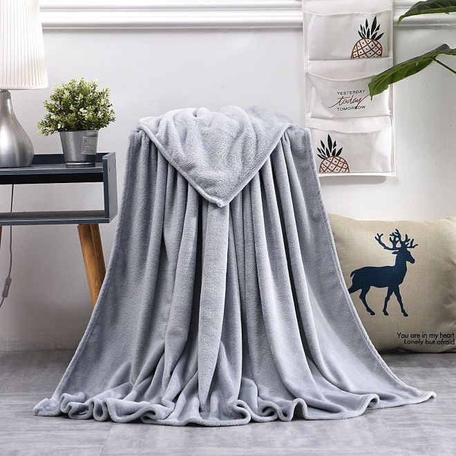 Fleecová deka, přehoz na postel 180x200 cm - šedá