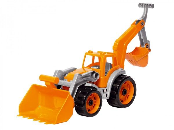 Traktor se lžící a bagrem – Oranžovo-šedý